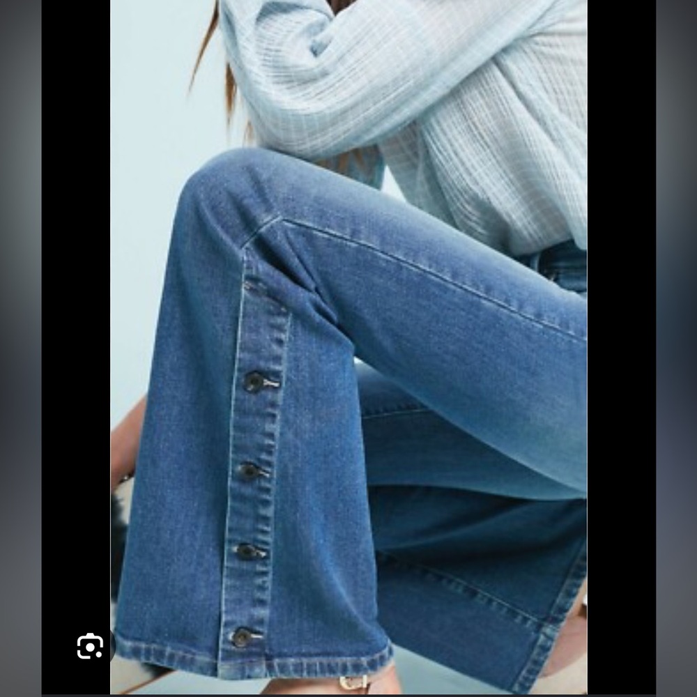 Anthropologie Pilcro Button-Hem High-Rise Bootcut Jeans size 27 Letterpress - Picture 8 of 12